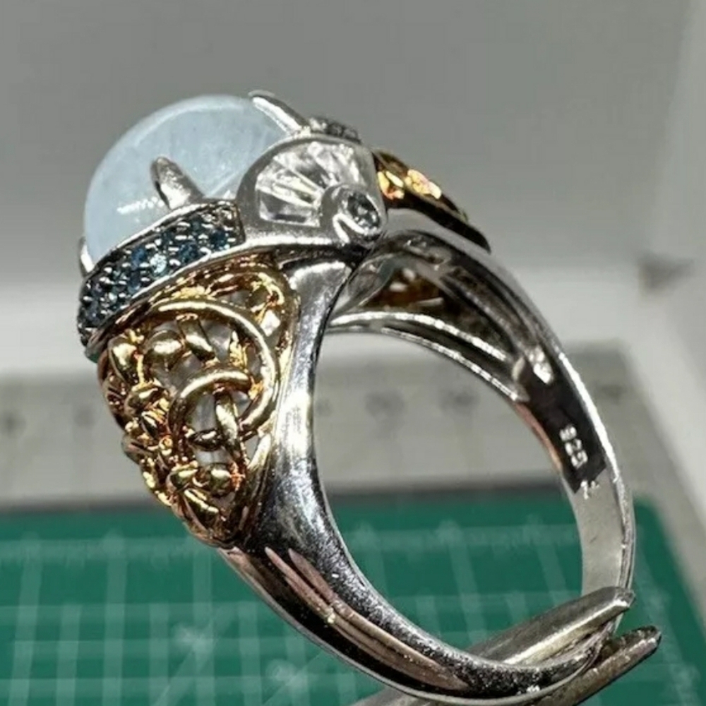 Host Pick Beautiful Victoria Wieck Genuine Milky Aquamarine & blue diamond Ring - Picture 6 of 10